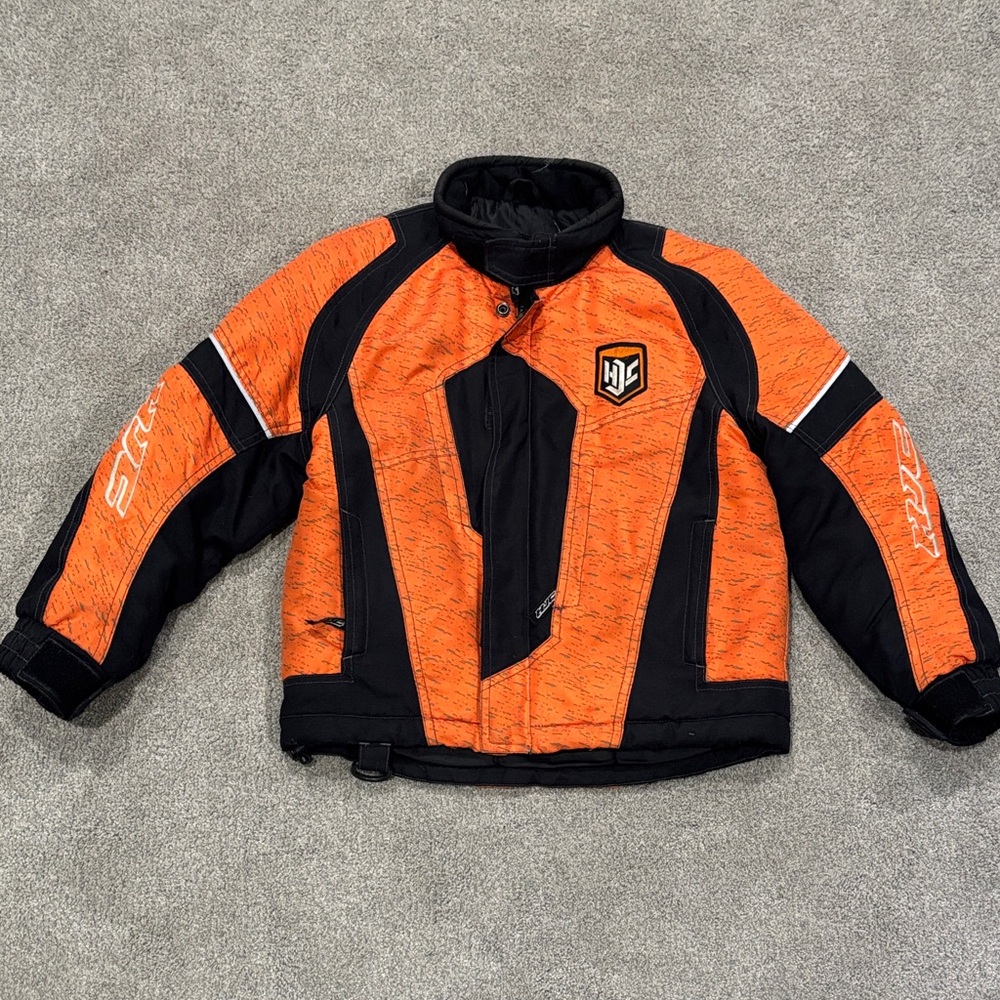 Kids Orange and Black Insulated Puffer Jacket - Rugged Winter Coat